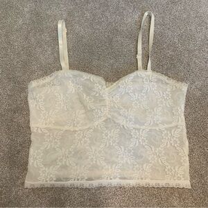 white mesh floral pattern tank top